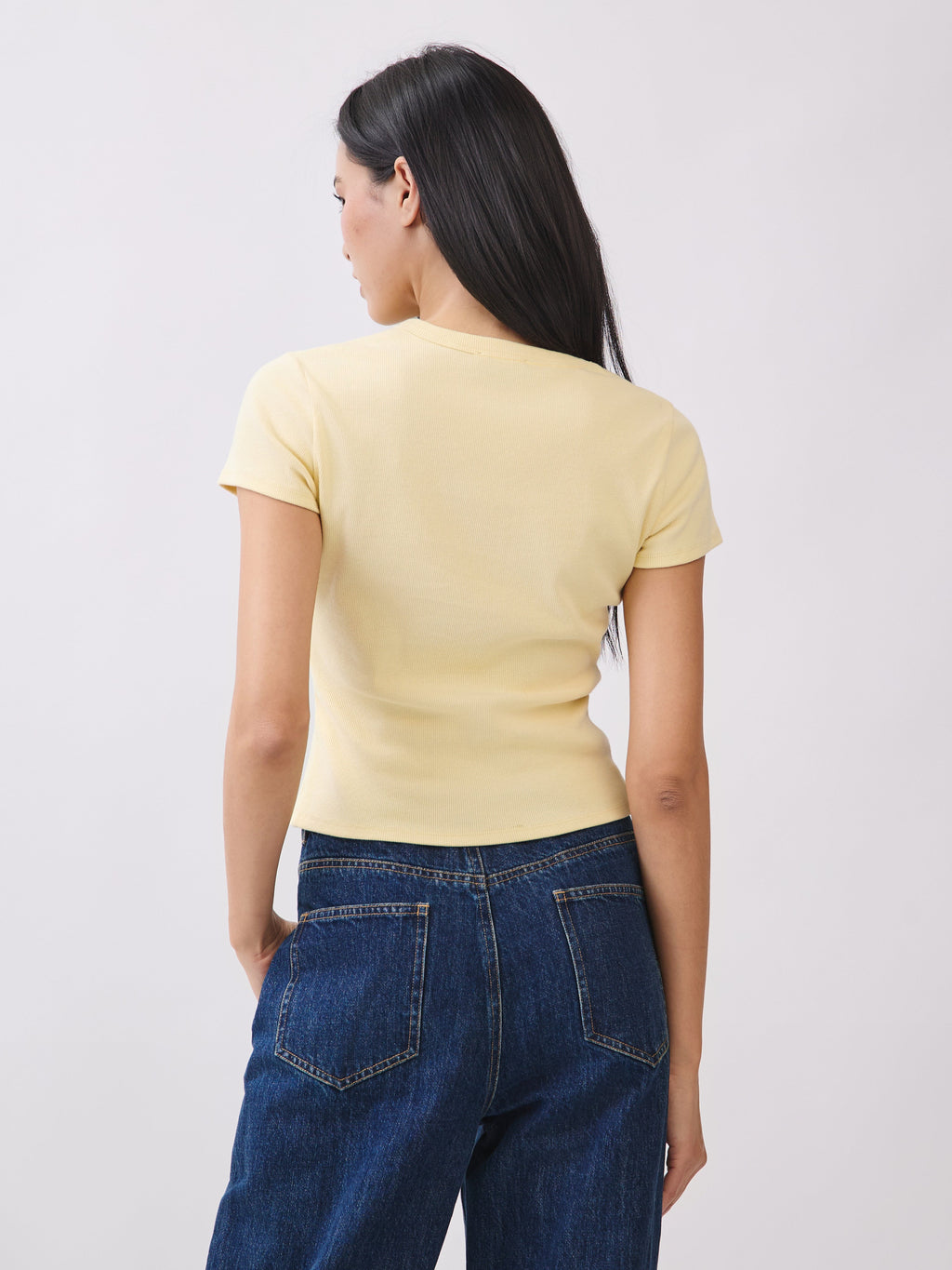 Light Creme Yellow Blair Button Top