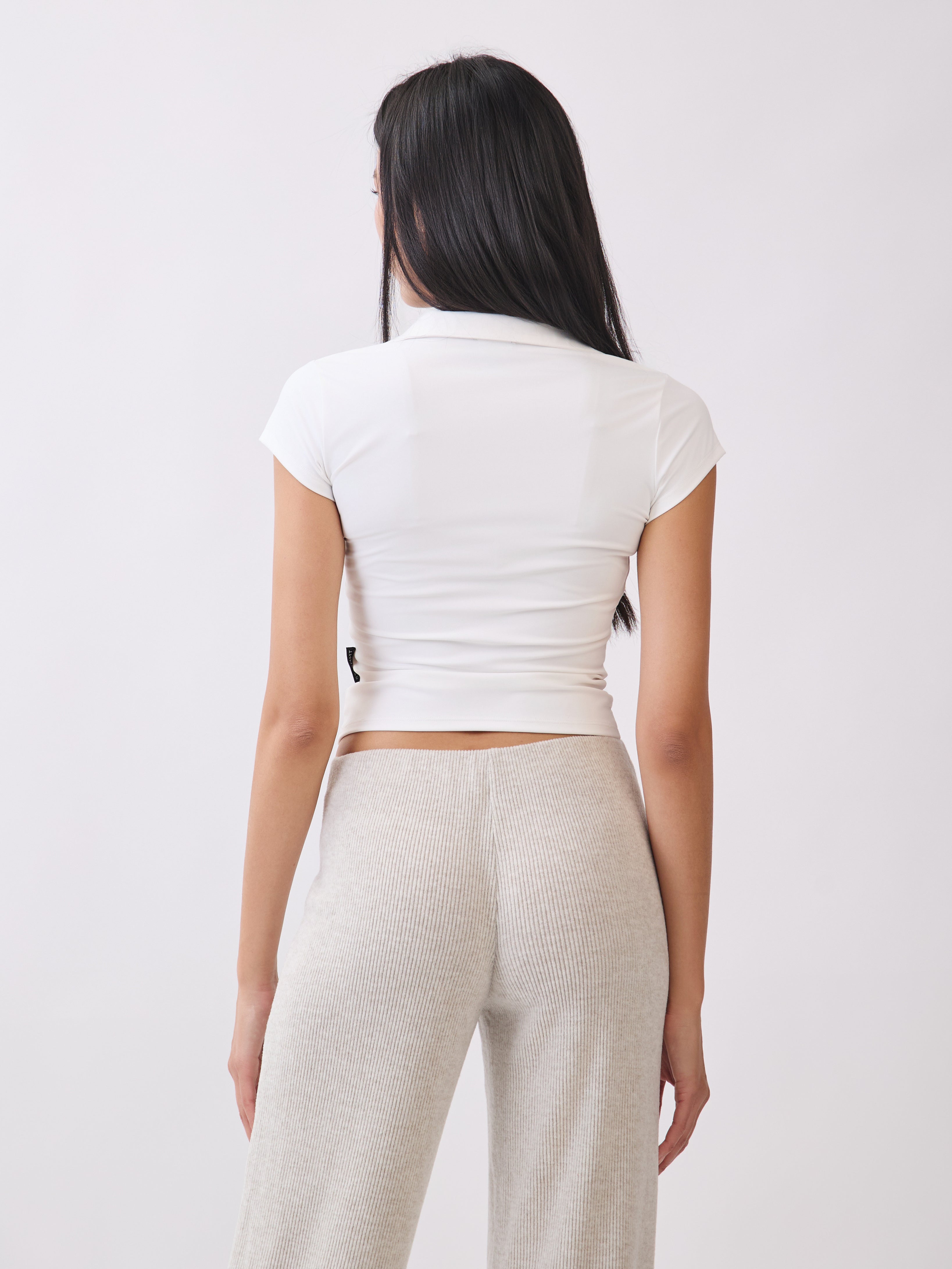 White Eliza Fitted Polo top