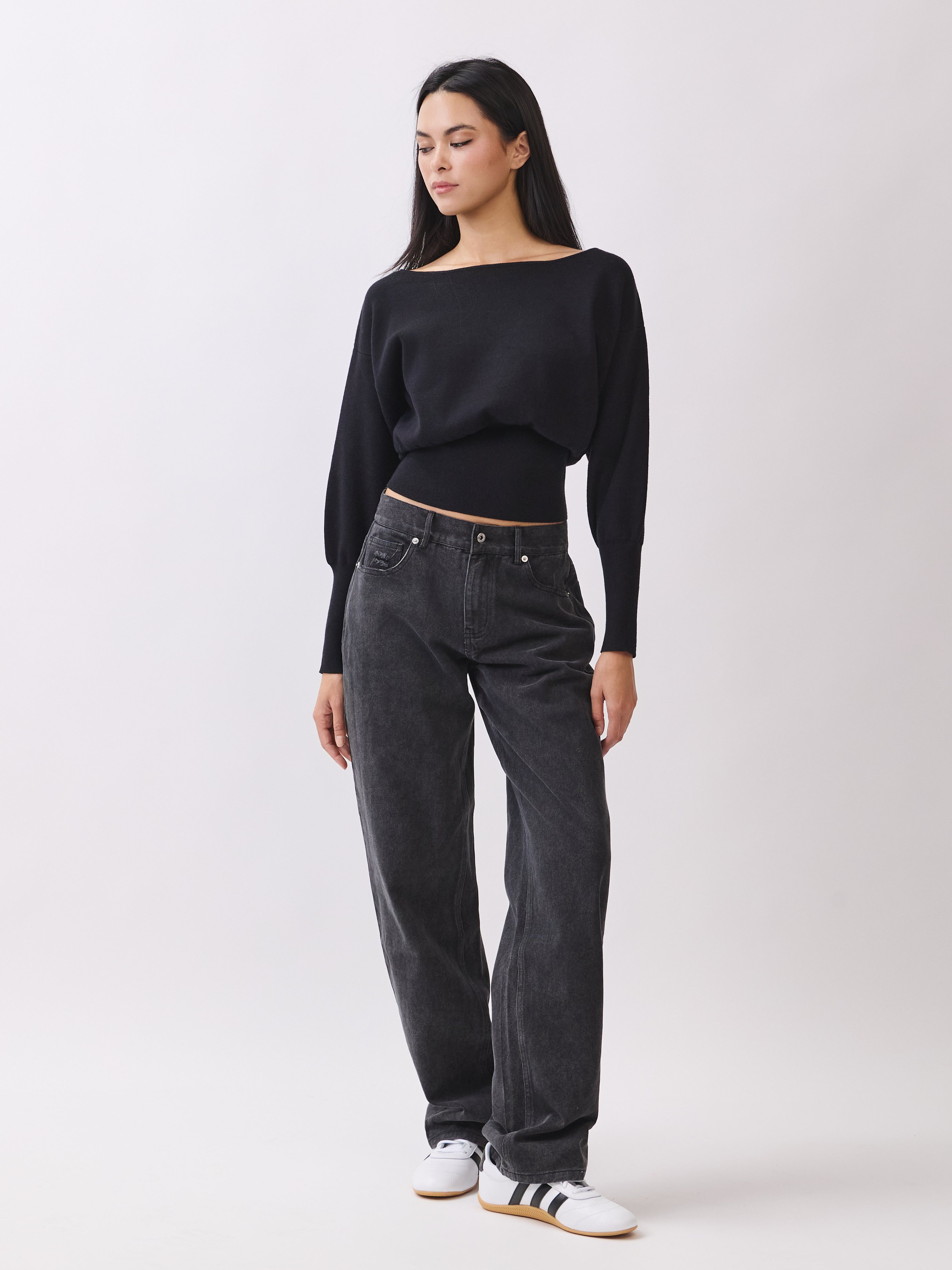 Black Tessa Boatneck Sweater