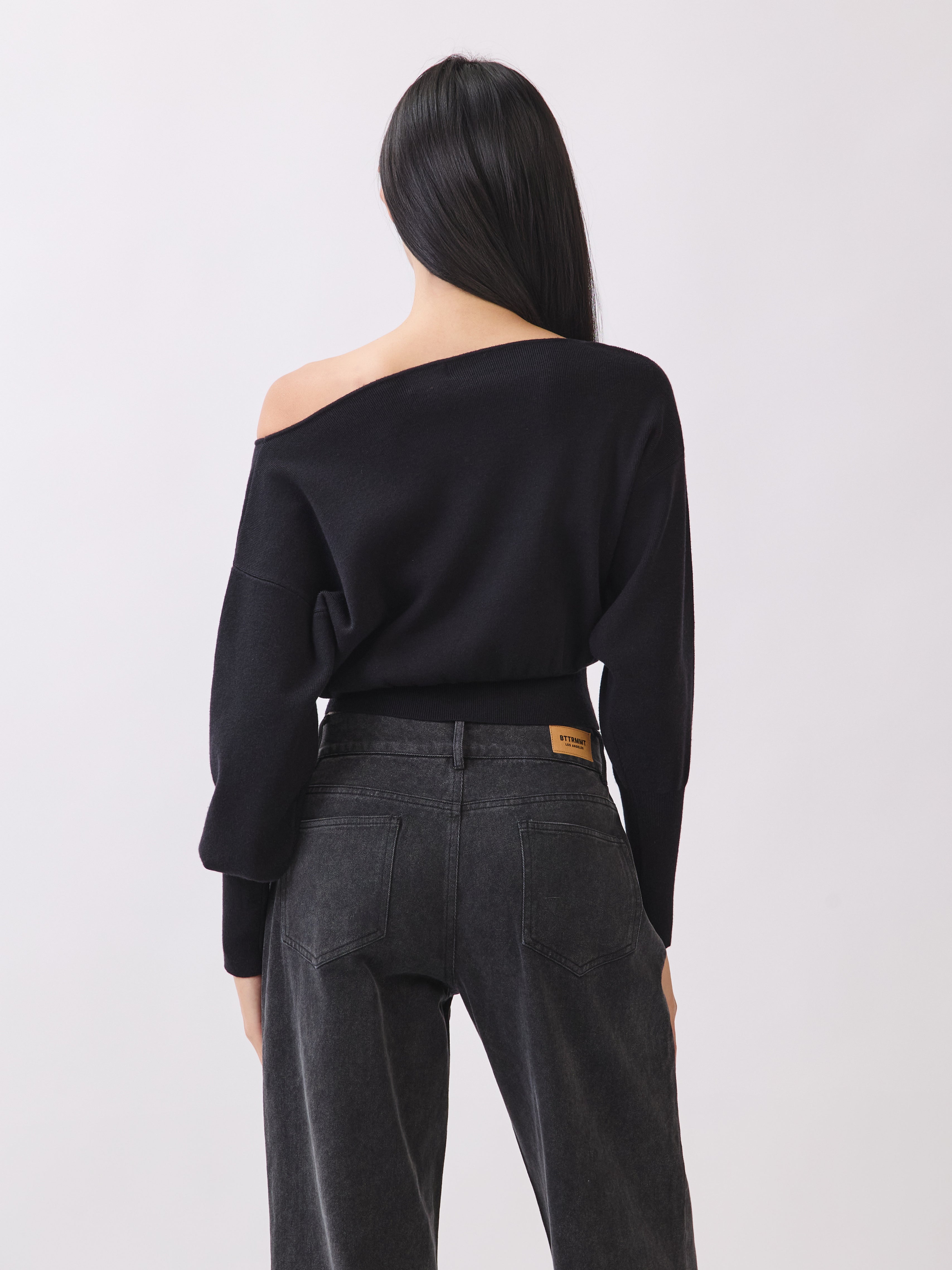 Black Tessa Boatneck Sweater
