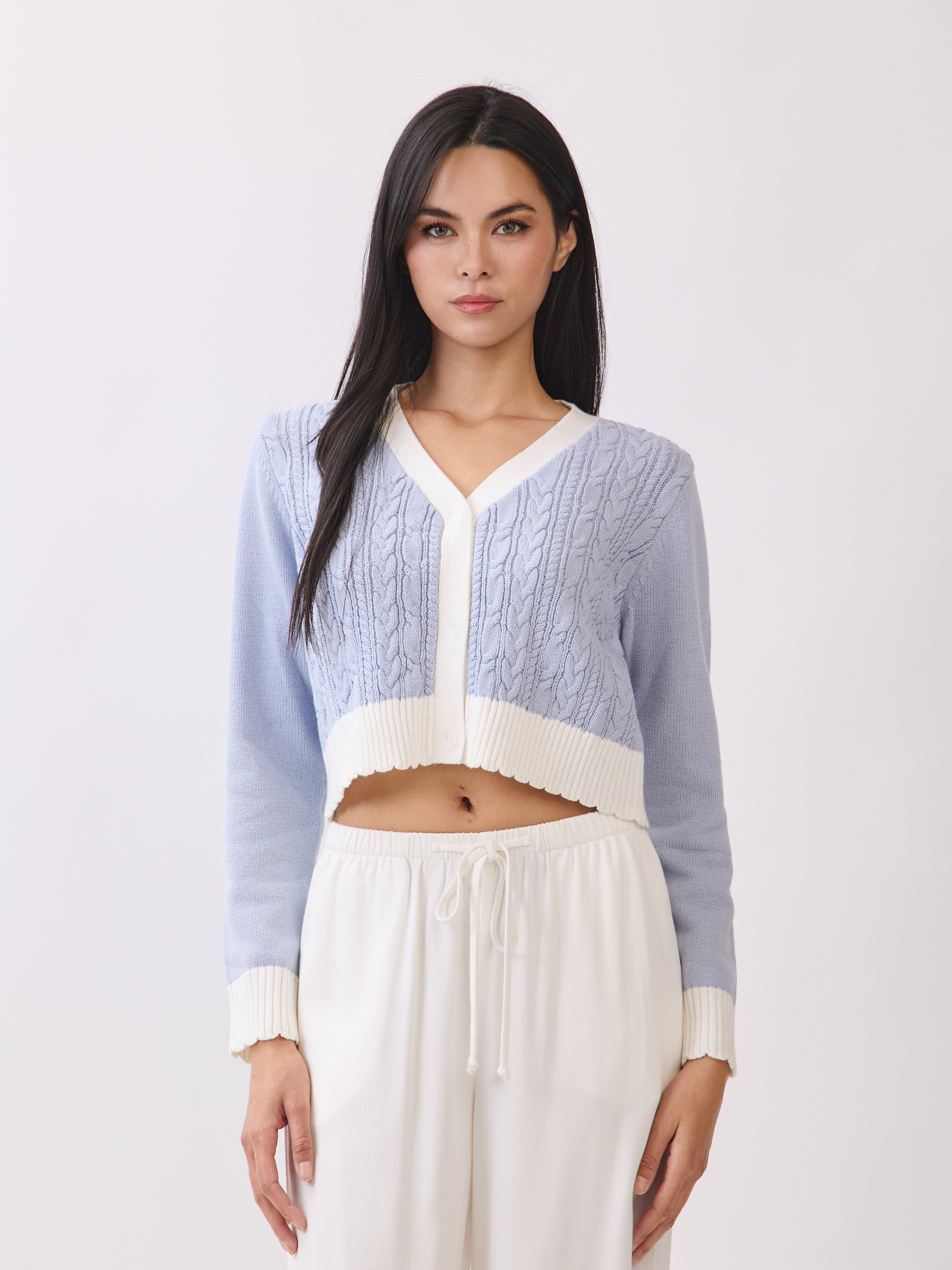 Jordyn Contrast Knit Cardigan