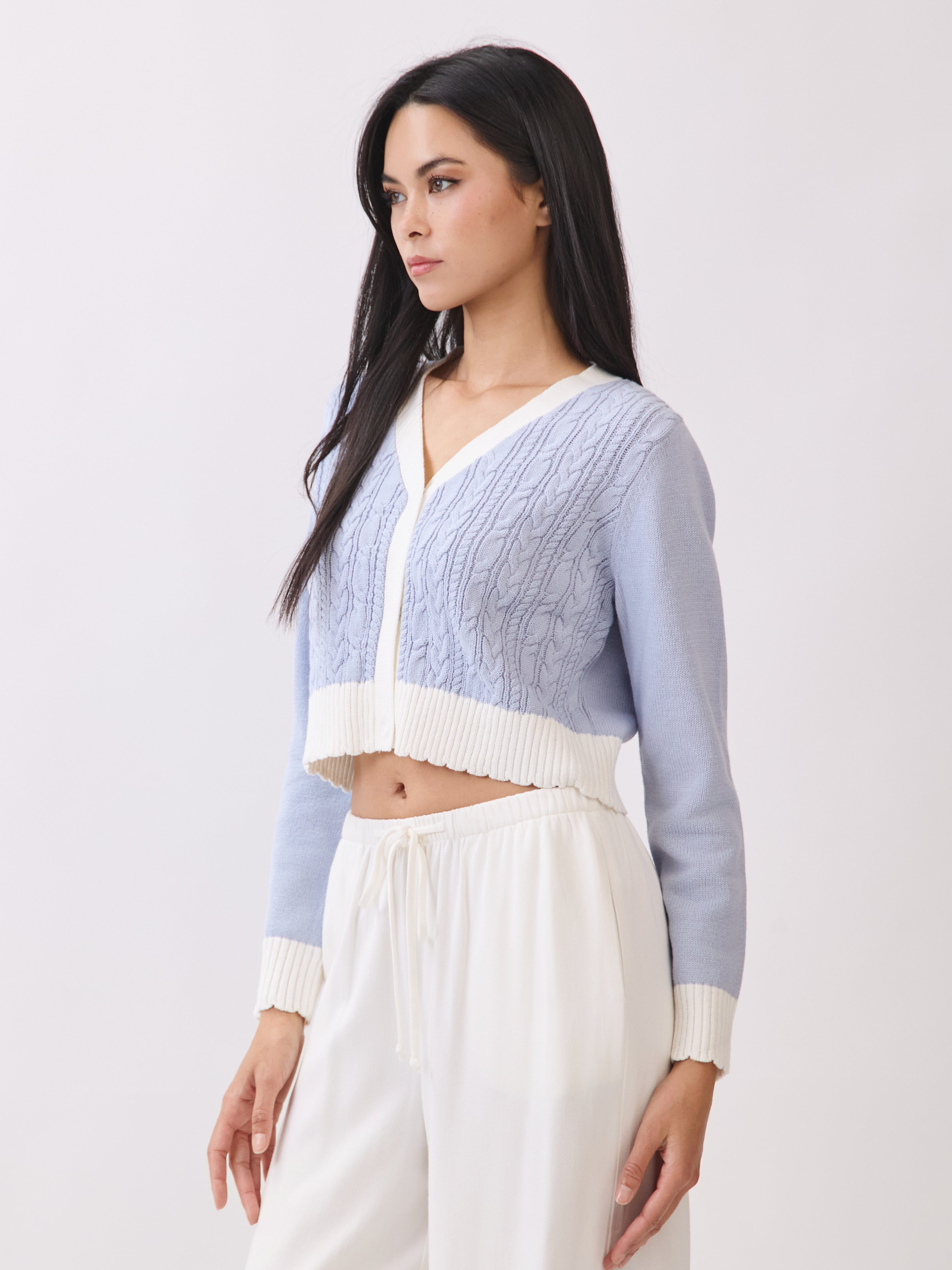 Jordyn Contrast Knit Cardigan