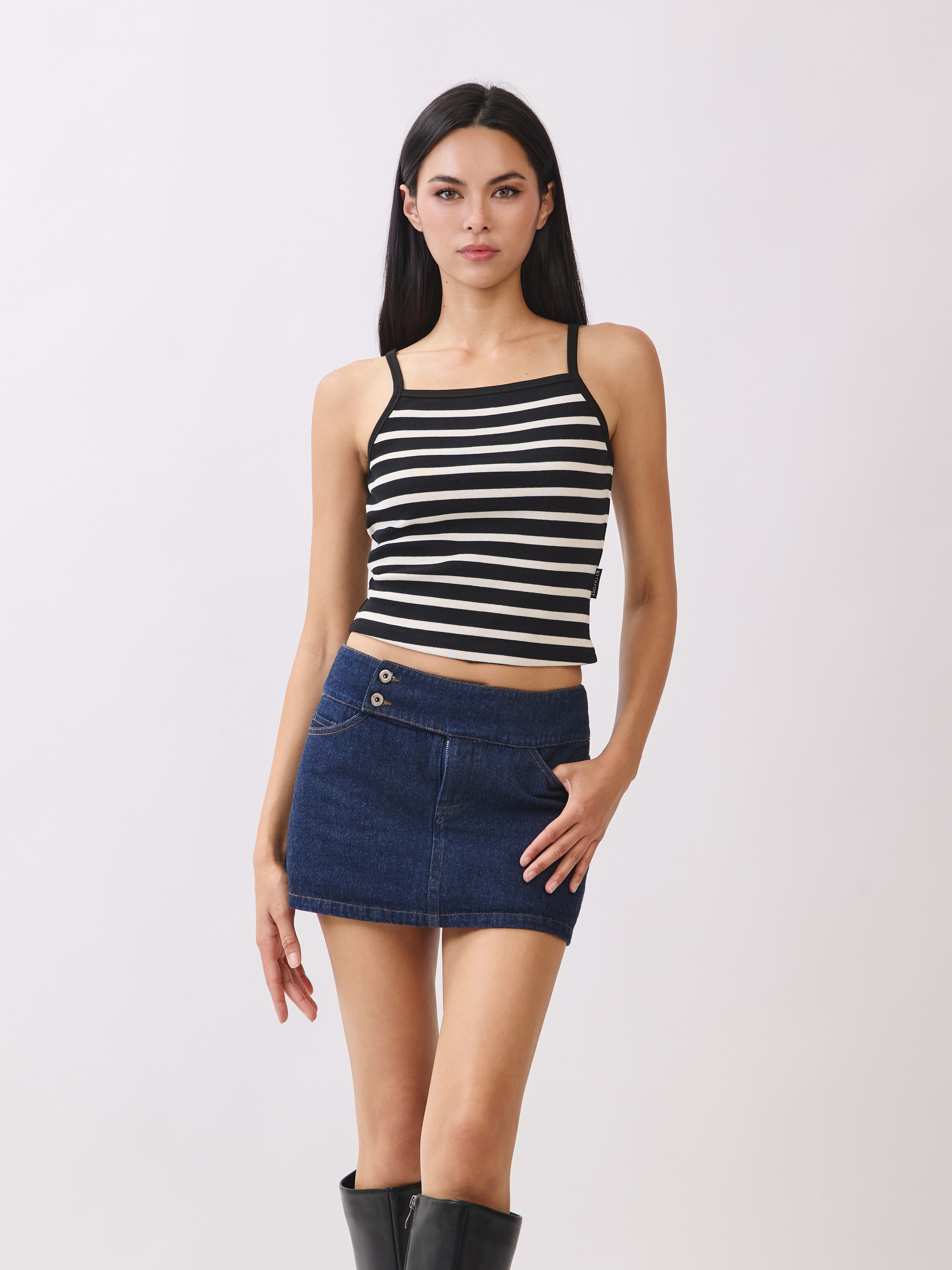 Ivory/Black Rylee Striped Tank Top