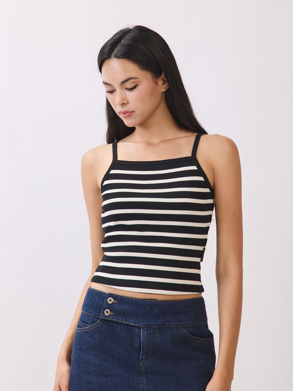 Ivory/Black Rylee Striped Tank Top