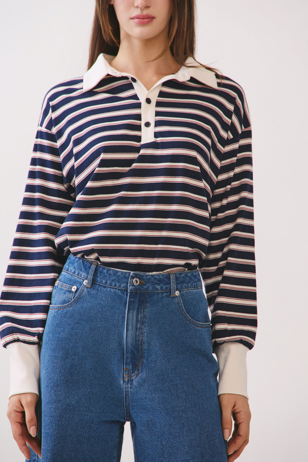 Sloan Striped Long Sleeve Polo