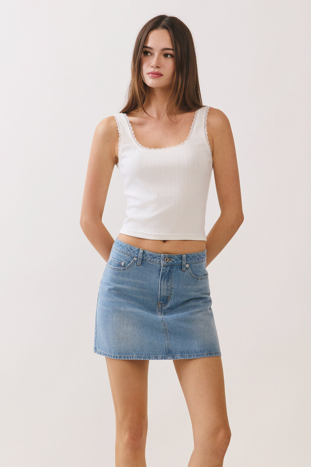 White Kiara Lace Trim Tank