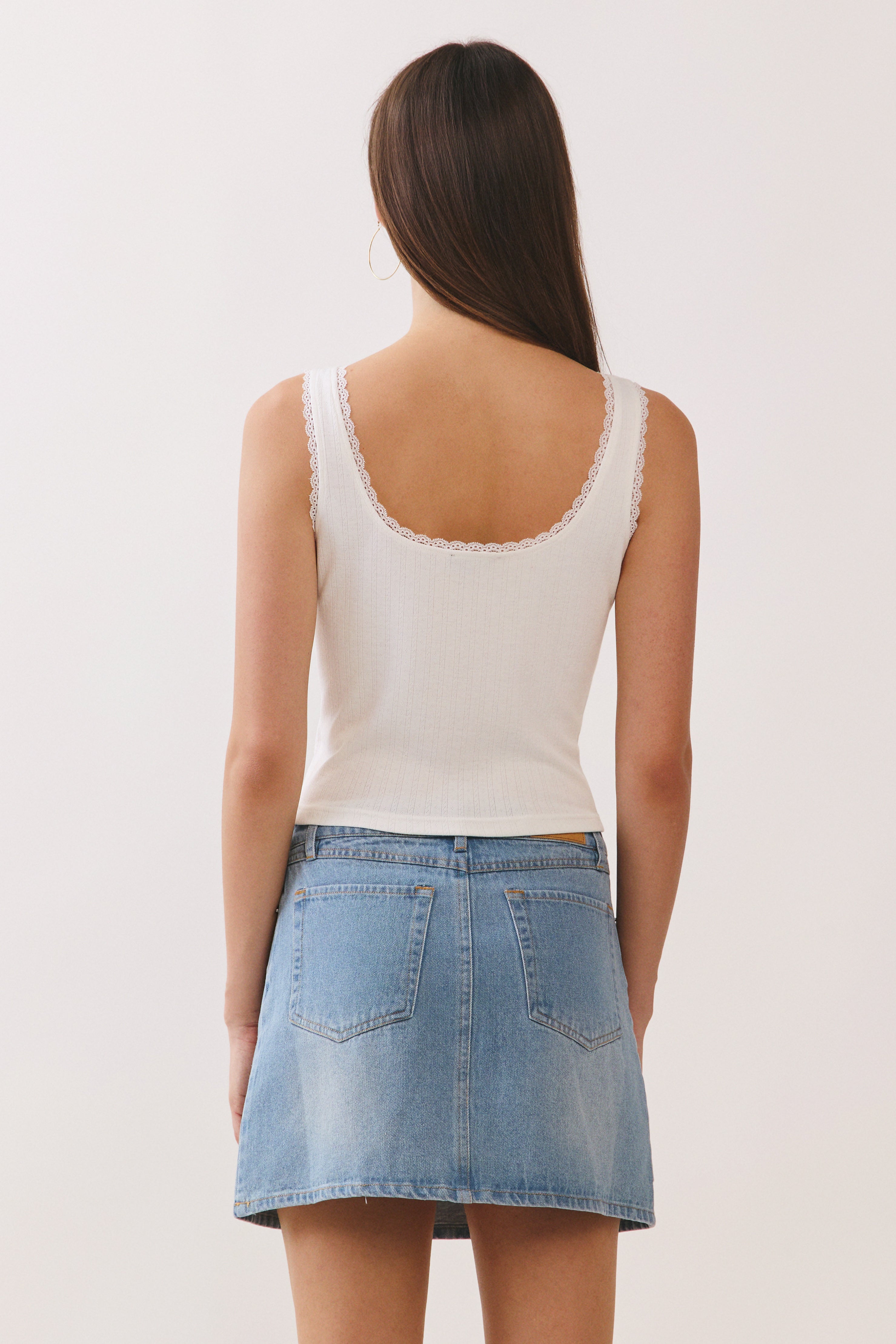 White Kiara Lace Trim Tank