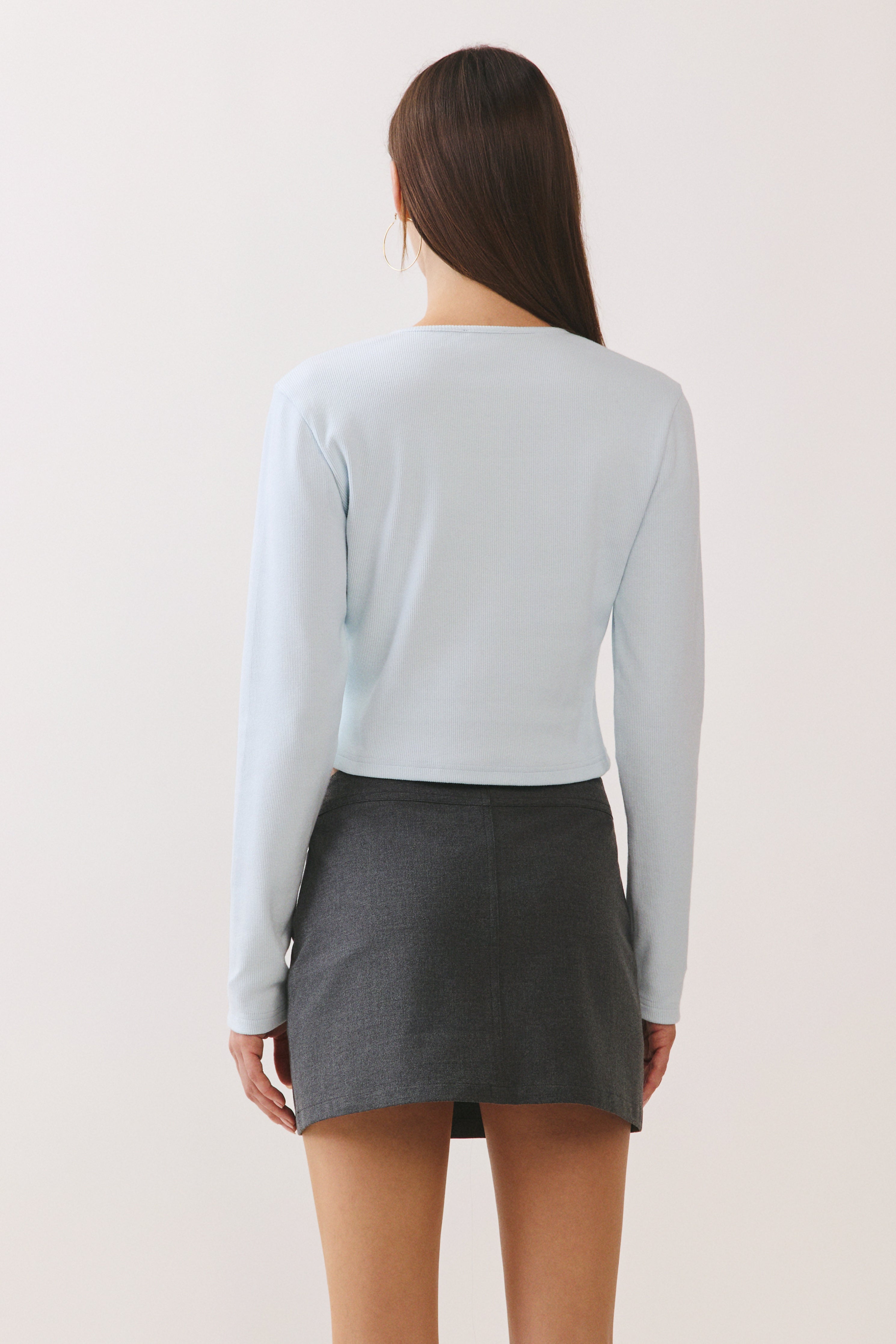 Blue Sophie Ribbed Button Cardigan