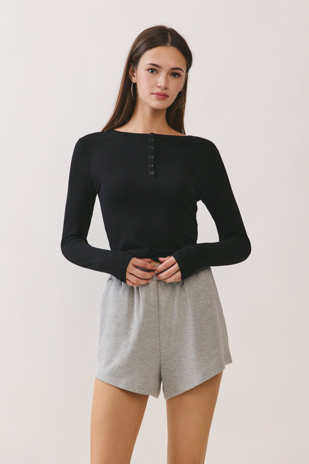 Black Aubree Henley Top
