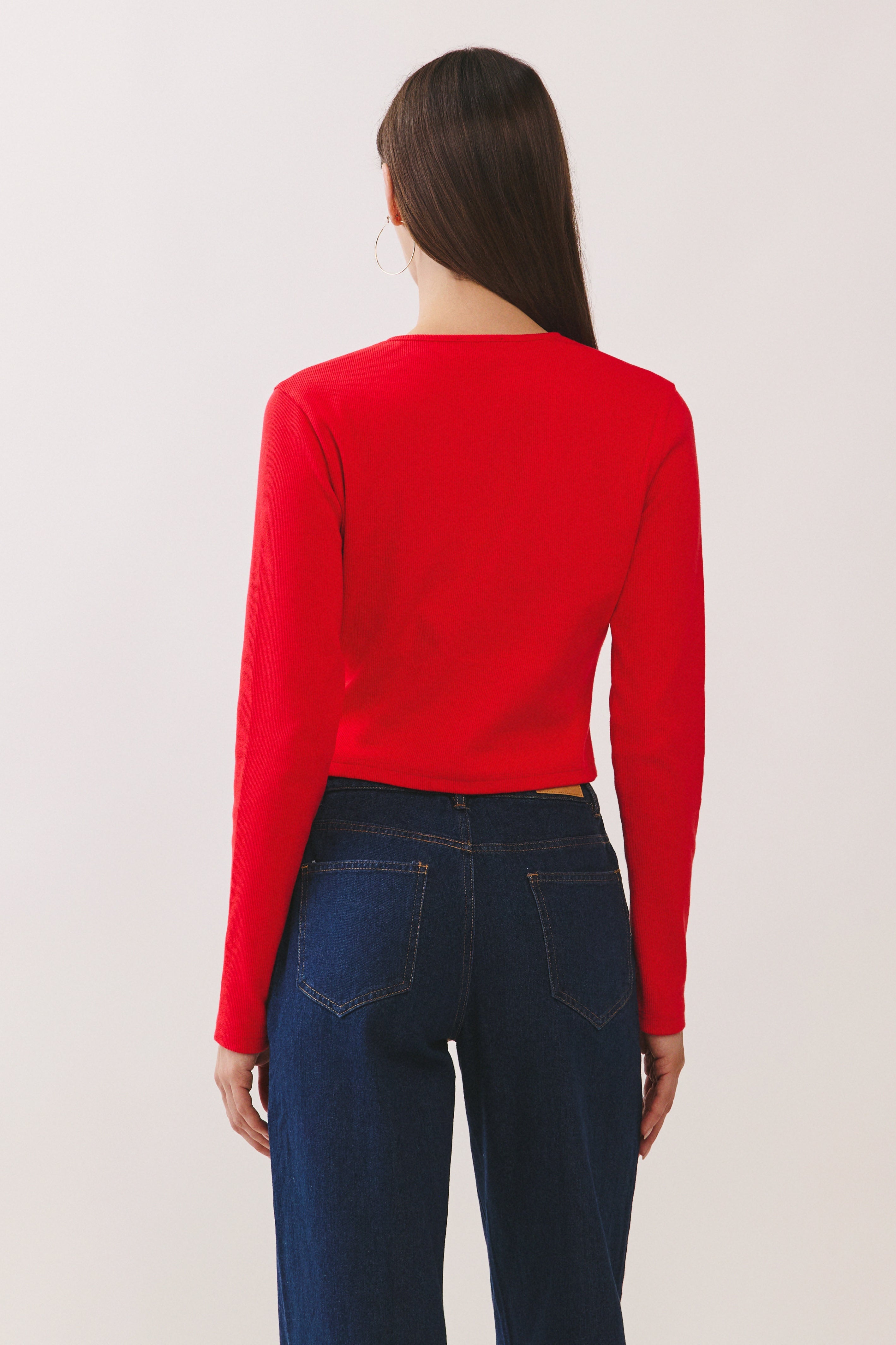 Red Sophie Ribbed Button Cardigan