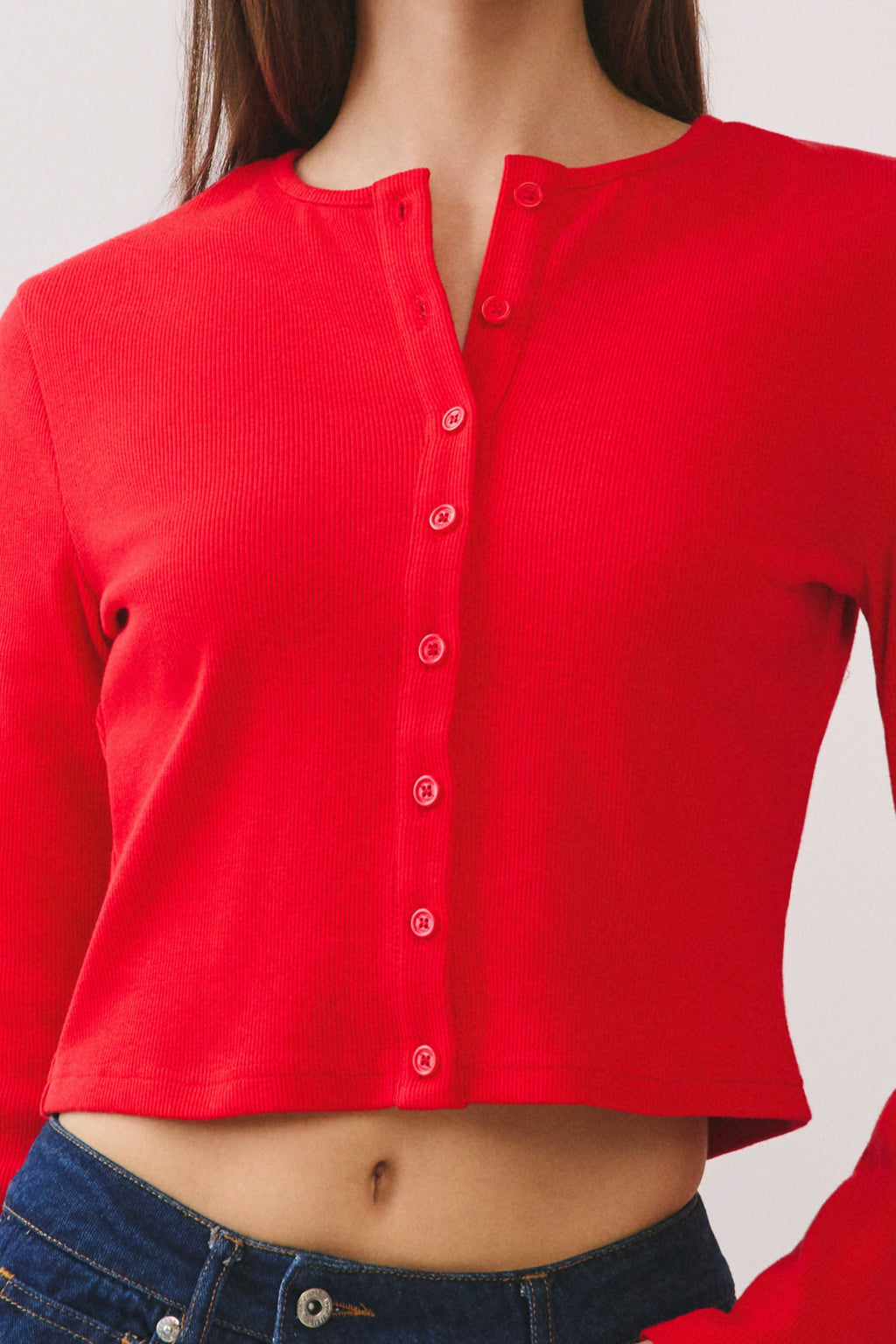 Red Sophie Ribbed Button Cardigan