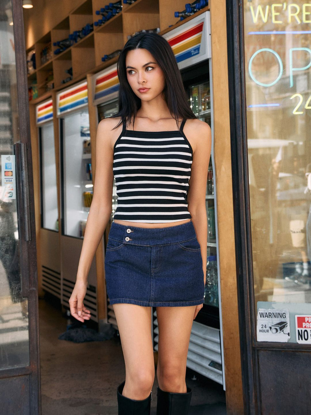 Ivory/Black Rylee Striped Tank Top