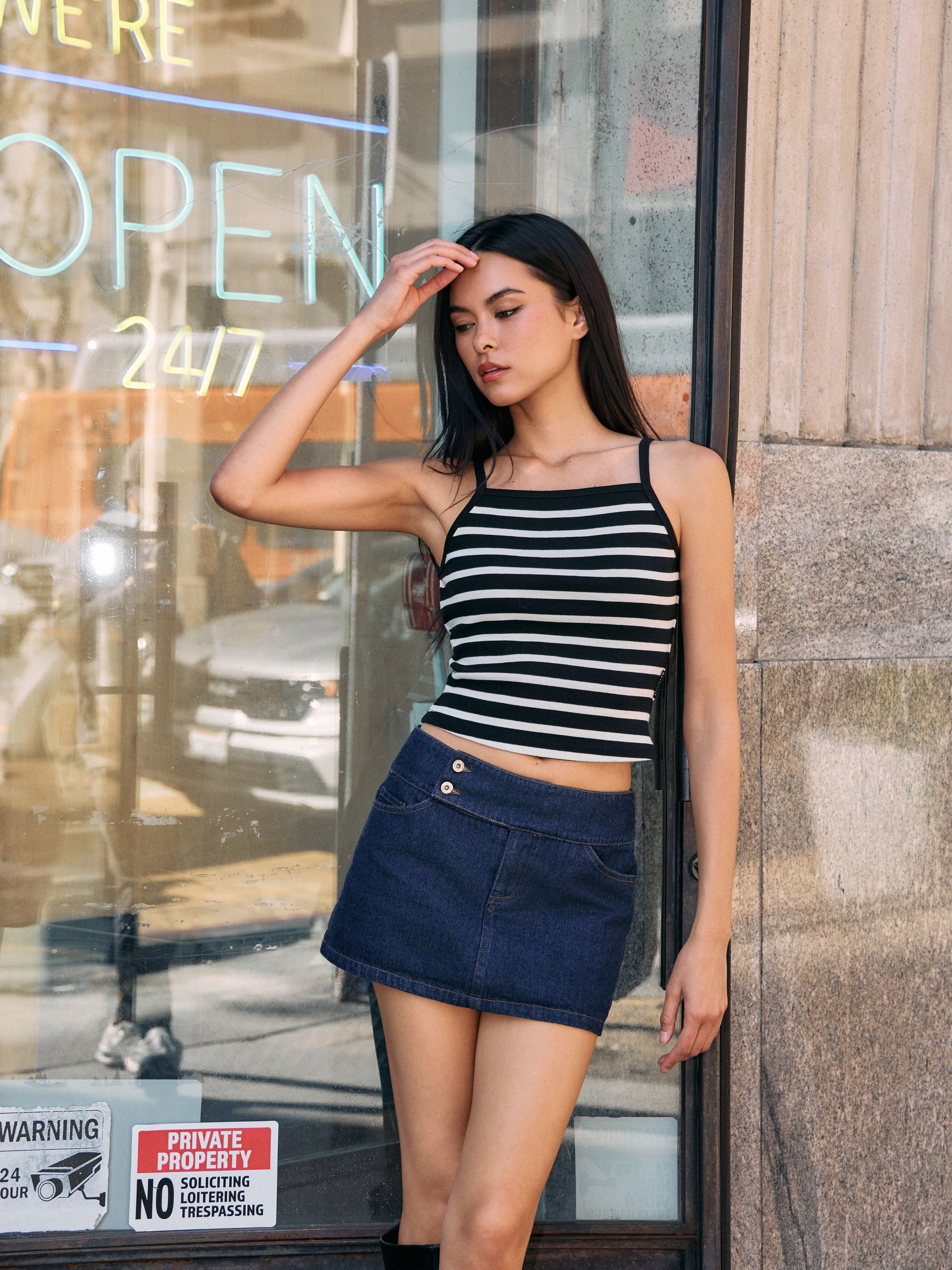 Ivory/Black Rylee Striped Tank Top