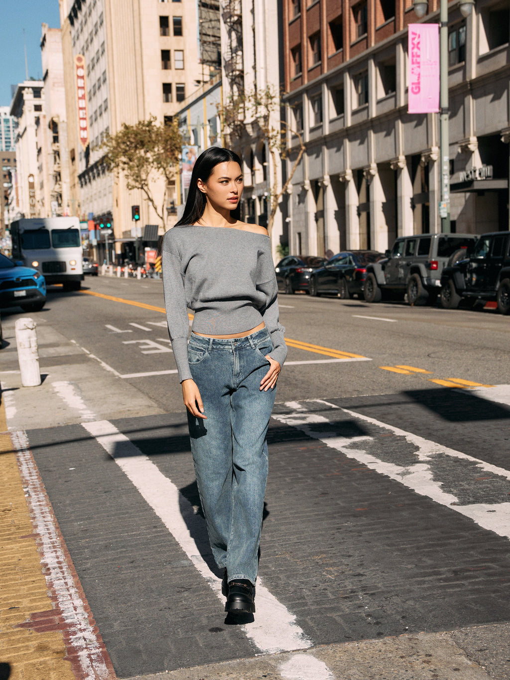 Gray Tessa Boatneck Sweater