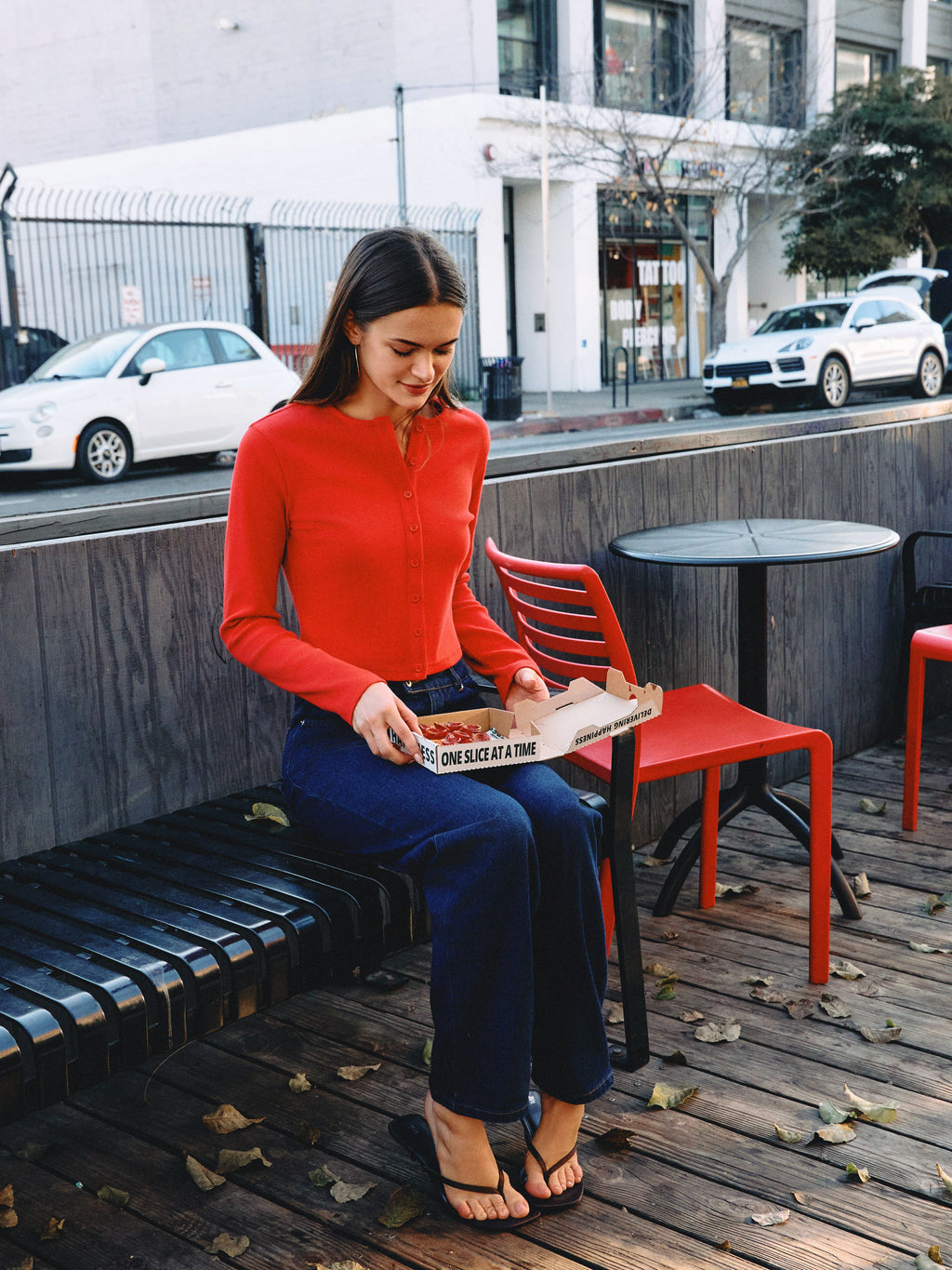 Red Sophie Ribbed Button Cardigan