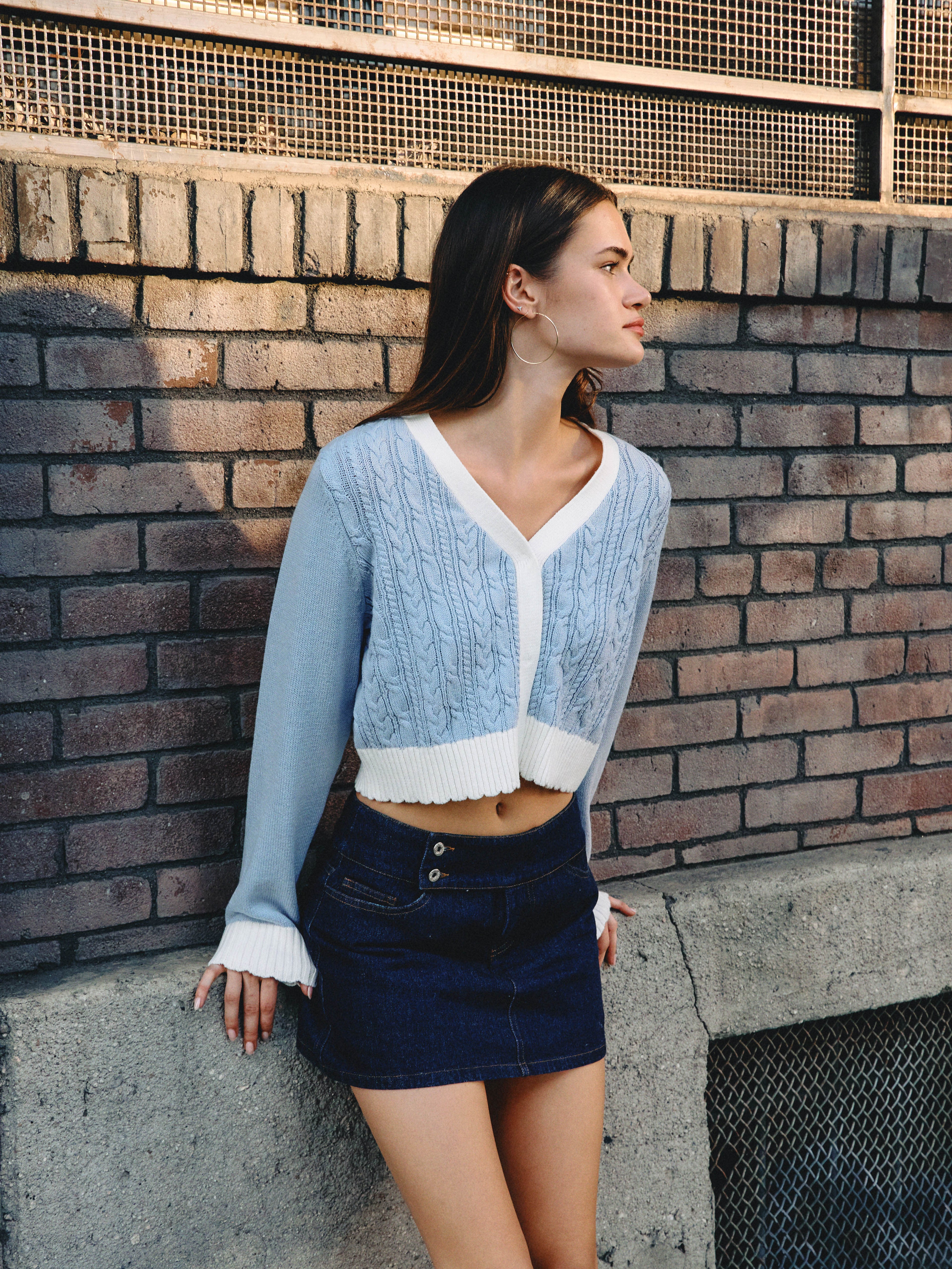 Jordyn Contrast Knit Cardigan