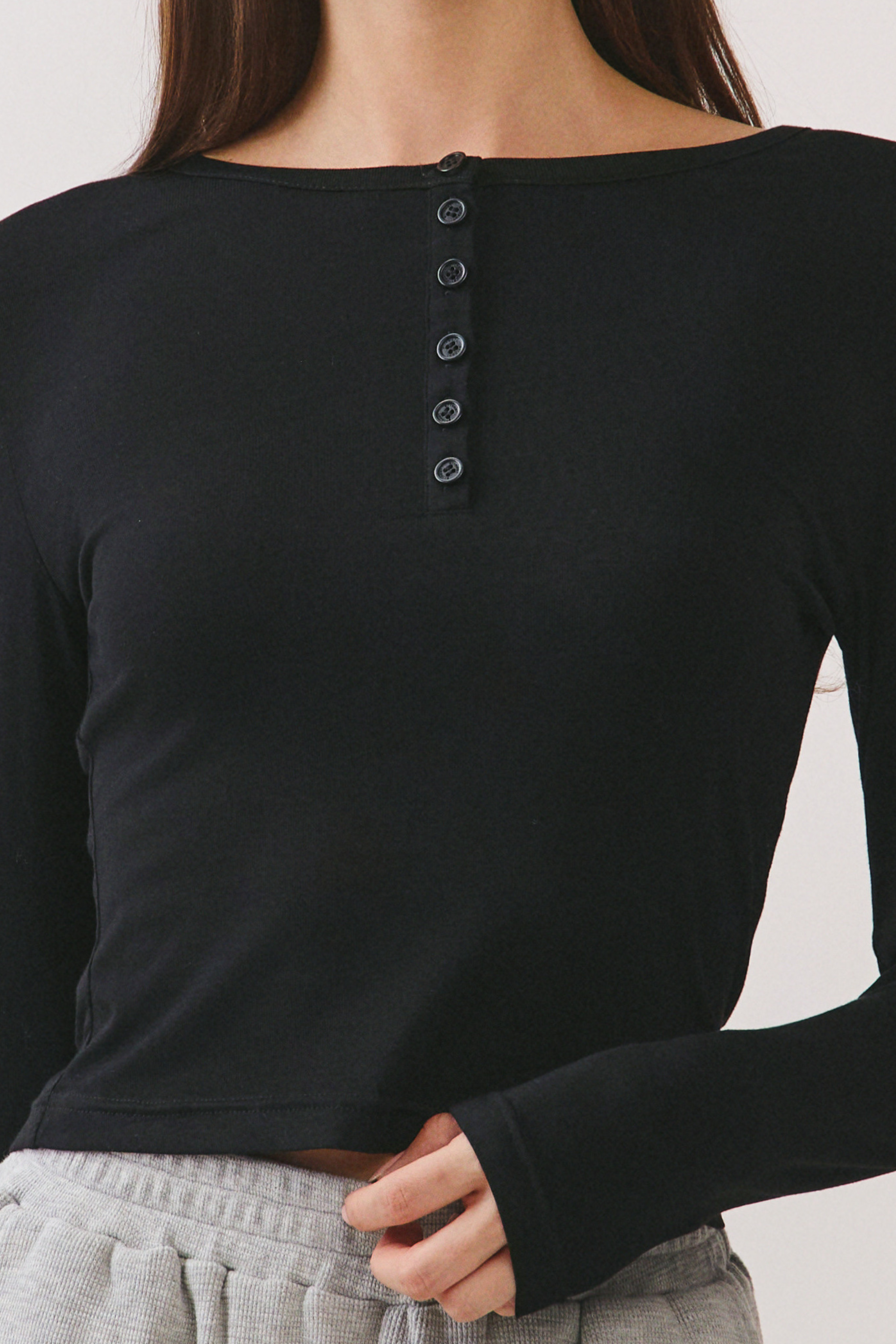 Black Aubree Henley Top